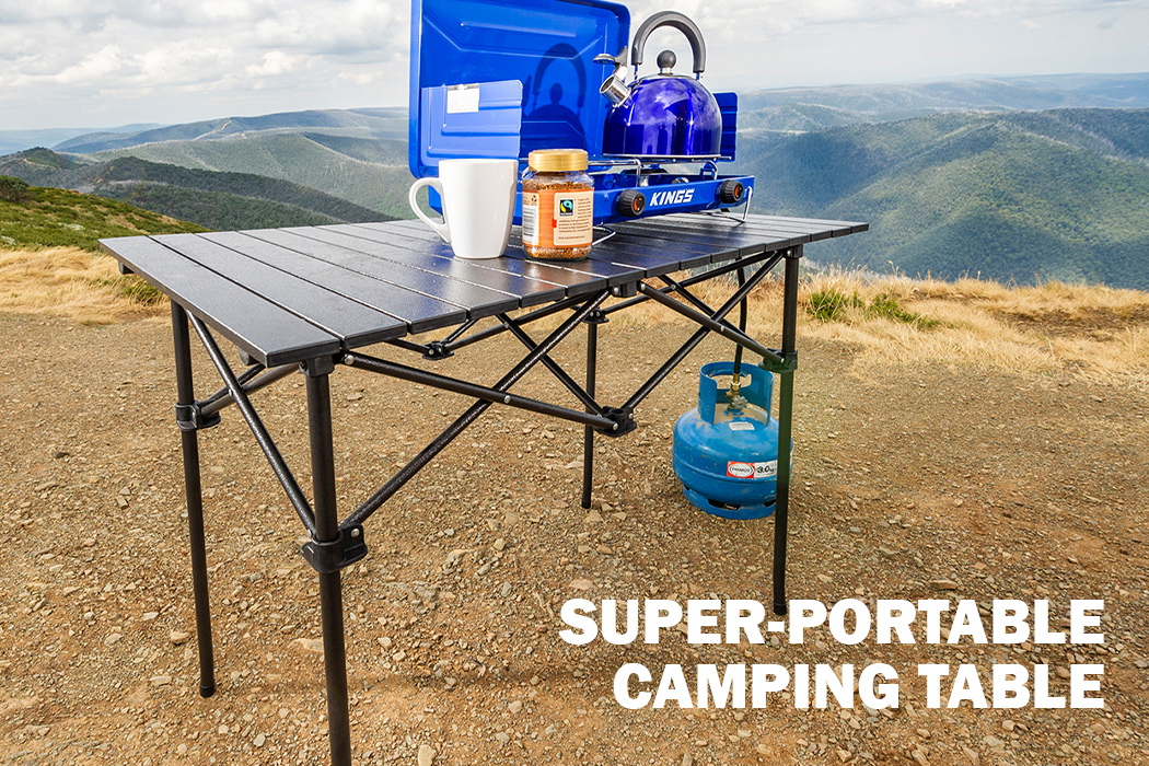 Kings Portable Alloy Roll Up Camping Picnic Table Sturdy Folding BBQ